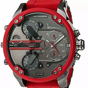 Diesel Mens Red Silicone Stainless Steel Watch